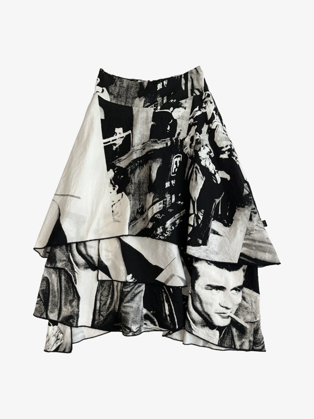 Vintage Y2K Asymmetrical Layered Graphic Print Skirt by Ateliers Rare Toggery